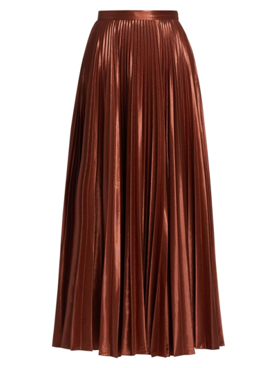 Shop Altuzarra Women's Sif Pleated Metallic Maxi-skirt In Bronze