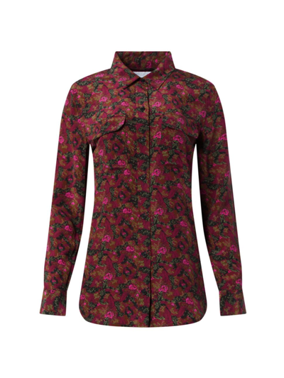 Shop Equipment Women's Signature Floral Silk Button-front Shirt In True Black Multi