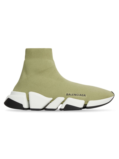 Shop Balenciaga Women's Speed 2.0 Recycled Knit Sneaker With Bicolor Sole In Dark Pink White Black
