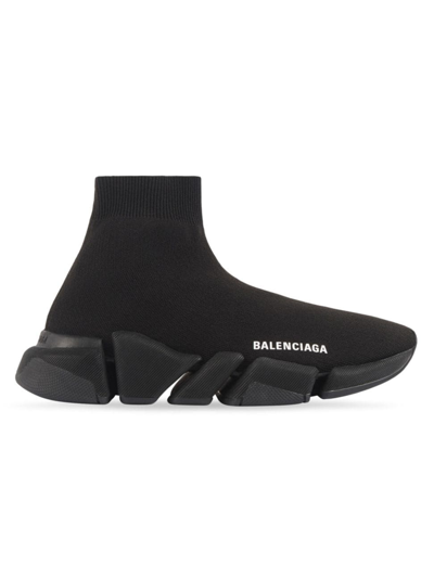Shop Balenciaga Men's Speed 2.0 Recycled Knit Sneakers In Black