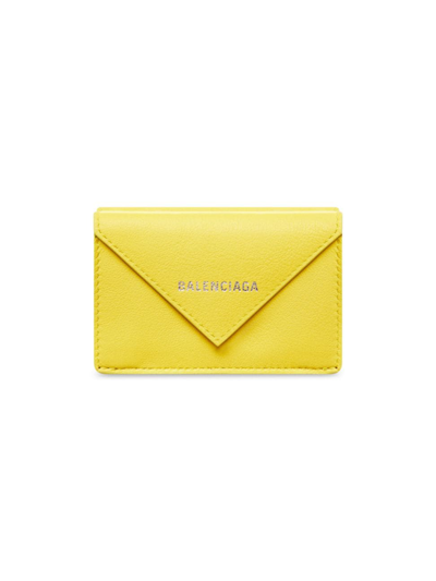 Shop Balenciaga Women's Papier Mini Wallet In Yellow