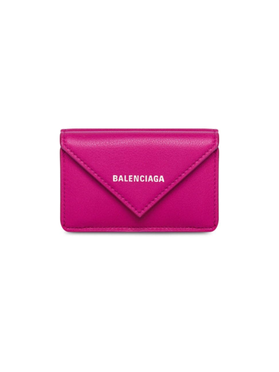 Shop Balenciaga Women's Papier Mini Wallet In Rose Magenta