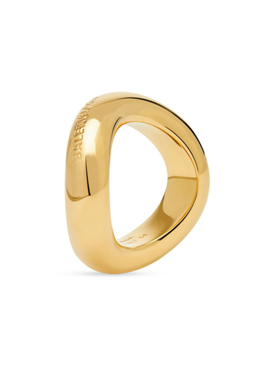 Shop Balenciaga Women's Loop Ring In Shiny Gold