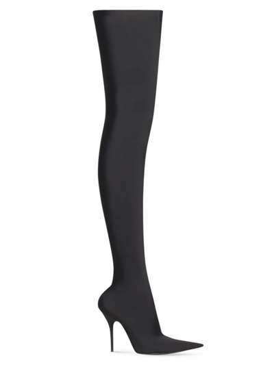 Shop Balenciaga Women's Knife 110mm Over-the-knee Boots In Black