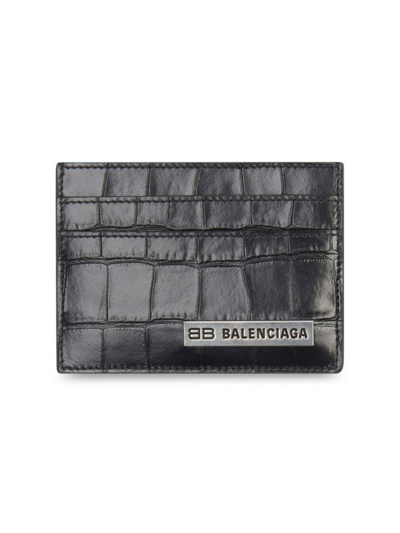 Shop Balenciaga Men's Plate Card Holder In Black
