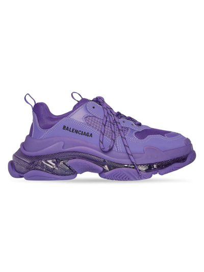 Shop Balenciaga Women's Triple S Clear Sole Sneaker In Purple Black