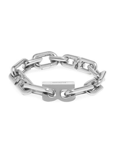 Shop Balenciaga Women's B Chain Thin Bracelet In Shiny Silver