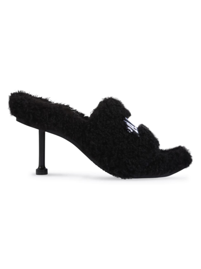 Shop Balenciaga Women's Cities Paris Furry 80mm Sandal In Black