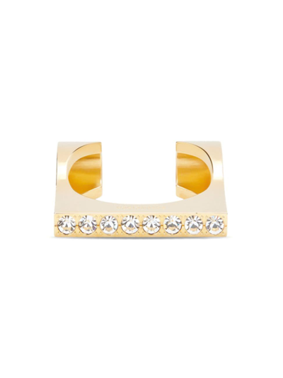 Shop Balenciaga Women's Blaze Row Cuff Bracelet In Gold Crystal