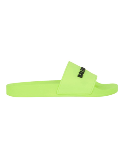 Shop Balenciaga Women's Pool Slide Sandals In Yellow Black