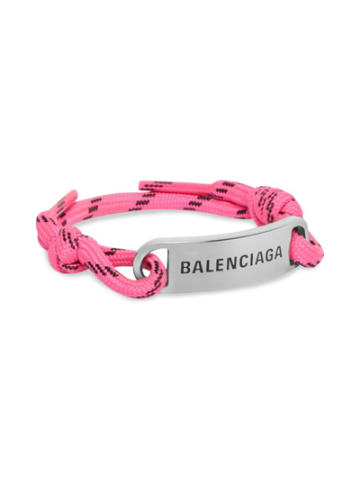 Shop Balenciaga Men's Plate Bracelet In Fluorescent Pink