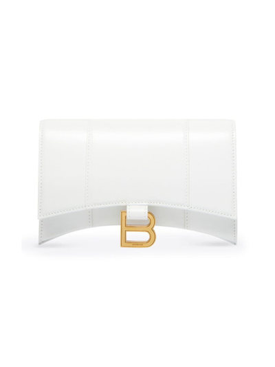 Shop Balenciaga Women's Hourglass Wallet On Chain Box In White