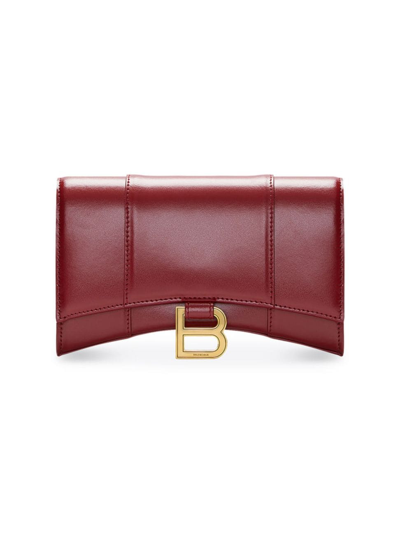 Shop Balenciaga Women's Hourglass Wallet On Chain Box In Lipstick Red