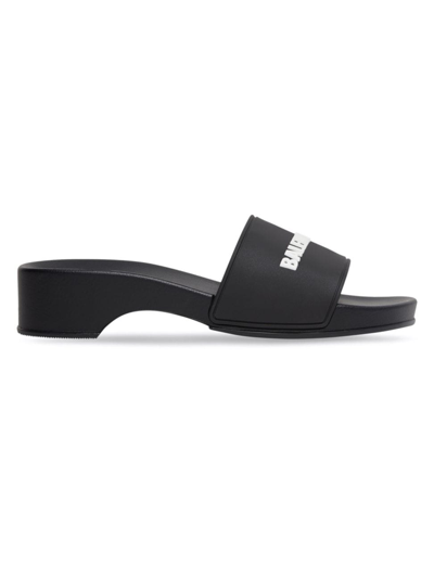 Shop Balenciaga Women's Pool Clog Slide Sandal In Black White