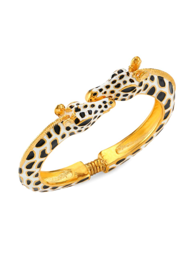 Shop Kenneth Jay Lane Women's 24k Goldplated & Enamel Giraffe Bangle Bracelet In White Black Gold