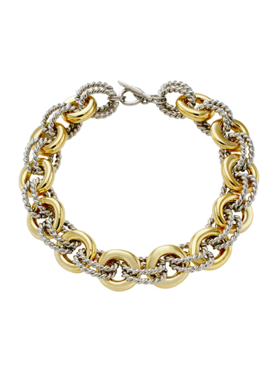 Shop Kenneth Jay Lane Women's Two-tone Chain Necklace In Gold Silver