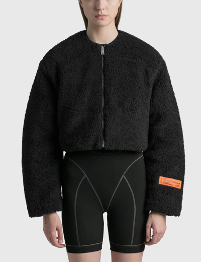 Shop Heron Preston Cropped Fleece Jacket In Black