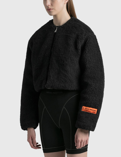 Shop Heron Preston Cropped Fleece Jacket In Black