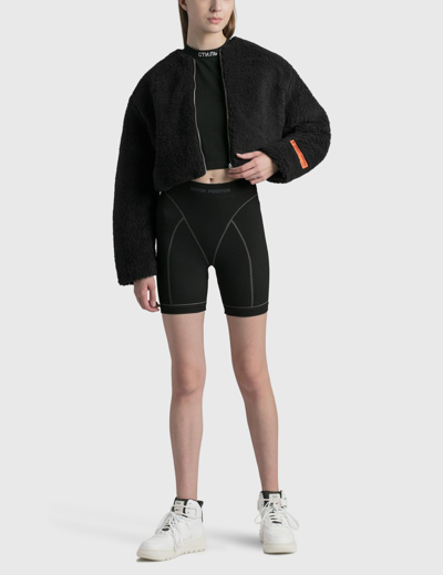 Shop Heron Preston Cropped Fleece Jacket In Black