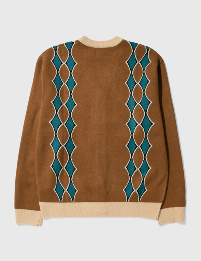 Shop Butter Goods Diamond Knit Cardigan In Brown
