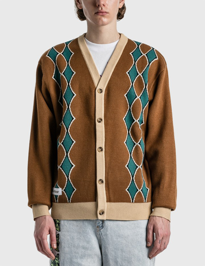 Shop Butter Goods Diamond Knit Cardigan In Brown