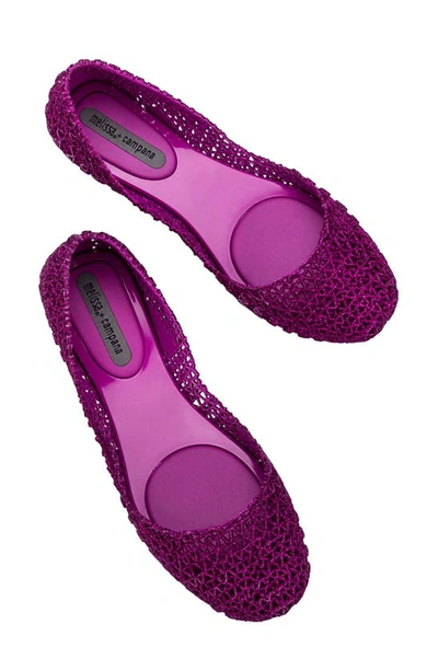 Shop Melissa 'campana Papel Vii' Jelly Flat In Pink Glitter