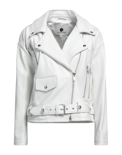 Shop Alter Ego Woman Jacket White Size L Bovine Leather