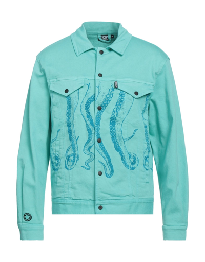 Shop Octopus Man Denim Outerwear Turquoise Size M Cotton, Elastane In Blue