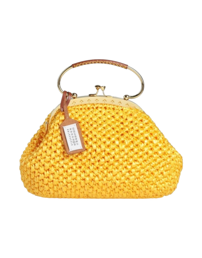 Shop Maison Margiela Woman Handbag Ocher Size - Viscose, Bovine Leather, Brass, Zinc In Yellow