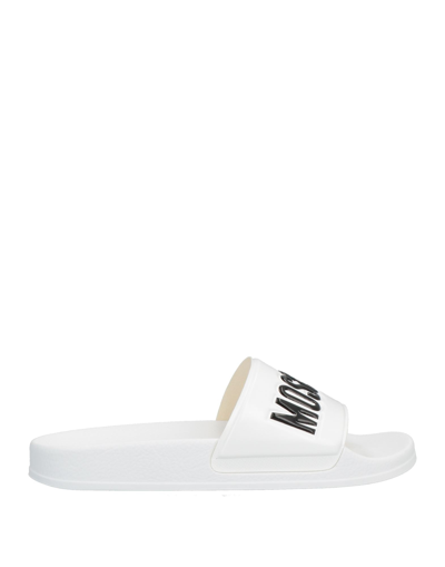 Moschino Slide Sandals With Logo In White