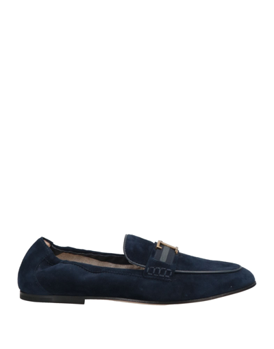 Shop Tod's Woman Loafers Midnight Blue Size 7 Soft Leather