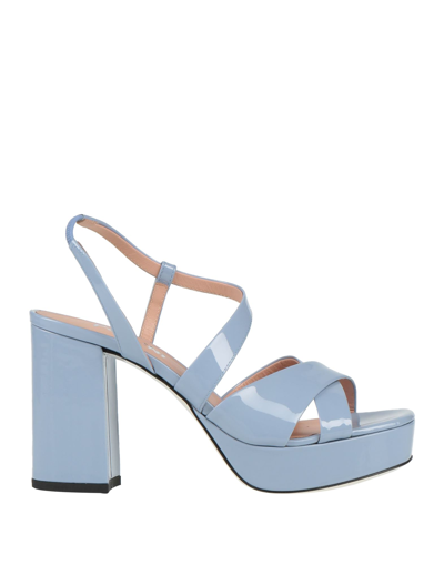 Shop Pollini Woman Sandals Pastel Blue Size 8 Soft Leather