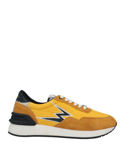 Shop Moaconcept Man Sneakers Ocher Size 8 Soft Leather, Textile Fibers In Yellow