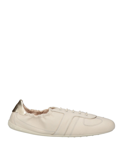 TOD'S TOD'S WOMAN SNEAKERS WHITE SIZE 5 SOFT LEATHER 