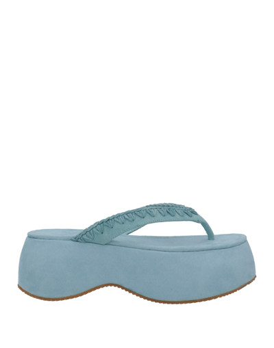 Shop Mou Woman Toe Strap Sandals Sky Blue Size 11 Textile Fibers