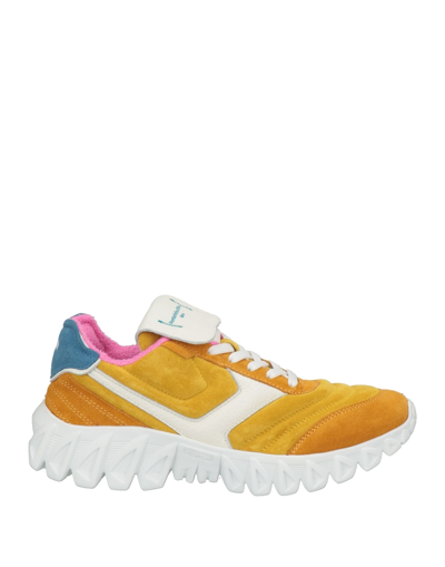 Shop Pantofola D'oro Woman Sneakers Ocher Size 8 Calfskin In Yellow