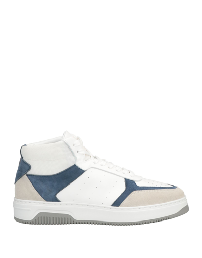 Shop Pollini Man Sneakers Midnight Blue Size 9 Soft Leather, Textile Fibers