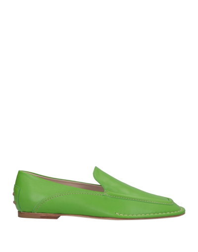 Shop Tod's Woman Loafers Green Size 8 Soft Leather