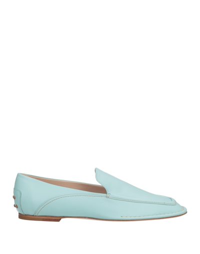 Shop Tod's Woman Loafers Sky Blue Size 8 Soft Leather