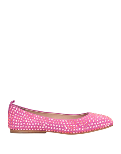 Shop Eddy Daniele Woman Ballet Flats Fuchsia Size 7 Soft Leather, Swarovski Crystal In Pink