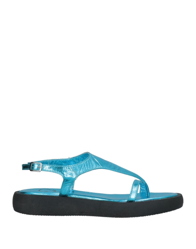 Shop Oroscuro Woman Thong Sandal Azure Size 7 Soft Leather In Blue