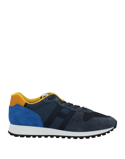 Shop Hogan Man Sneakers Midnight Blue Size 8.5 Soft Leather, Textile Fibers