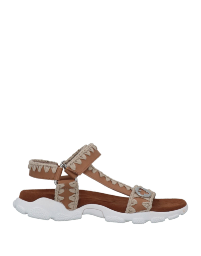 Shop Mou Woman Sandals Tan Size 8 Soft Leather In Brown