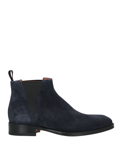 Shop Santoni Man Ankle Boots Midnight Blue Size 11.5 Soft Leather