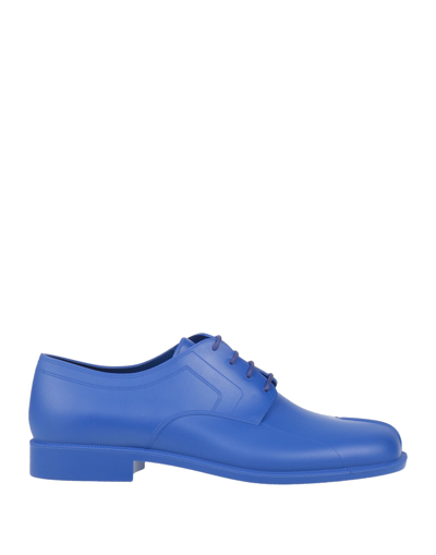 Shop Maison Margiela Man Lace-up Shoes Bright Blue Size 7 Rubber