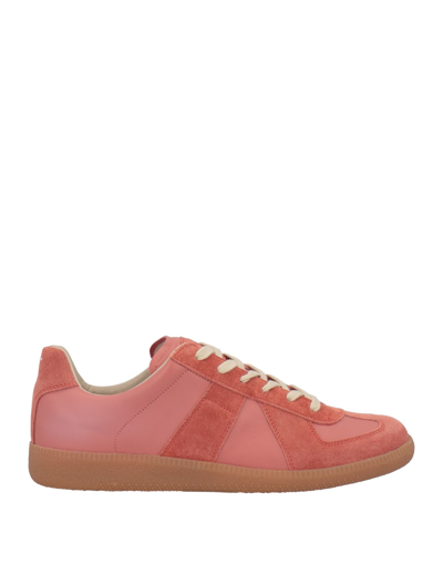 Shop Maison Margiela Woman Sneakers Coral Size 6 Soft Leather In Red