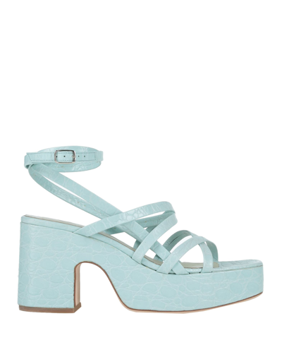 Shop By Far Woman Sandals Sky Blue Size 8 Soft Leather