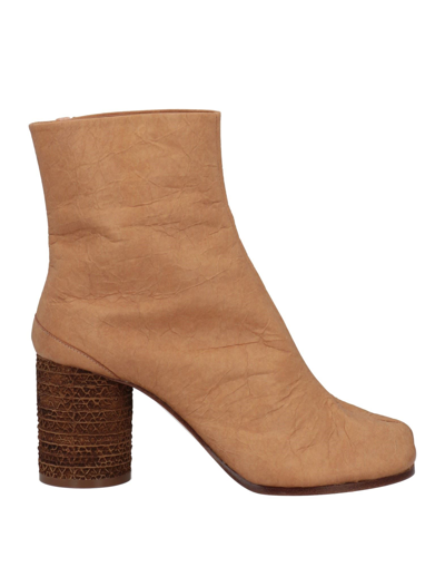 Shop Maison Margiela Woman Ankle Boots Camel Size 5 Textile Fibers In Beige