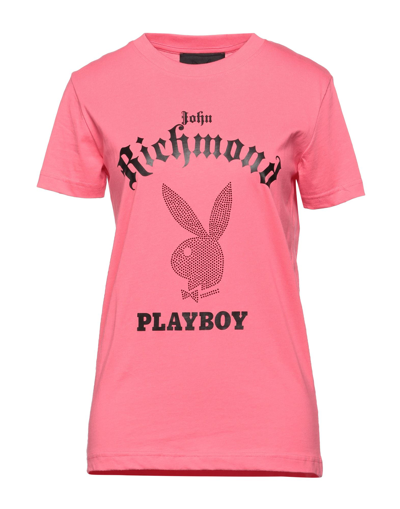 Shop John Richmond X Playboy Woman T-shirt Fuchsia Size L Cotton In Pink