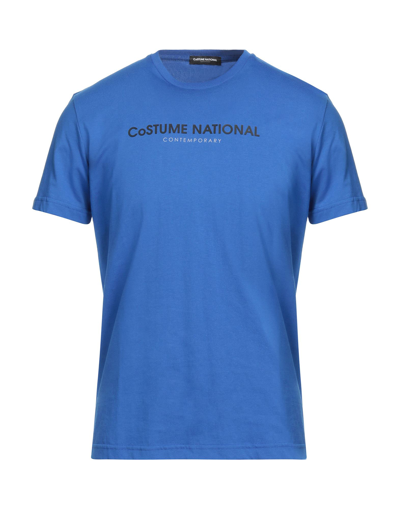Shop Costume National Man T-shirt Bright Blue Size M Cotton